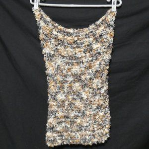 STEVE MADDEN, Women's Brown Blue White Soft Curly / Chunky Knit Neck Scarf, O/S